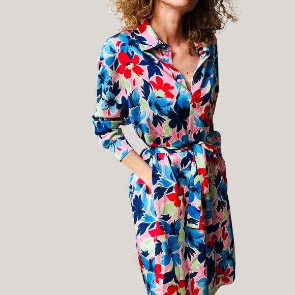 Boutique Moschino Floral Button-Up Shirt Dress Size 42 IT $455 MSRP - Picture 1 of 10